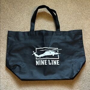 Nine Line Black Tote Bag with Helicopter Graphic